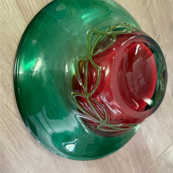 MAKORA KROSNO J. POPIELUSZKI POLAND Hand Made Art Glass Vase Bowl - Picture 5 of 6